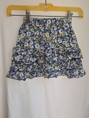 Siaomimi Navy Floral Ruffle Skirt